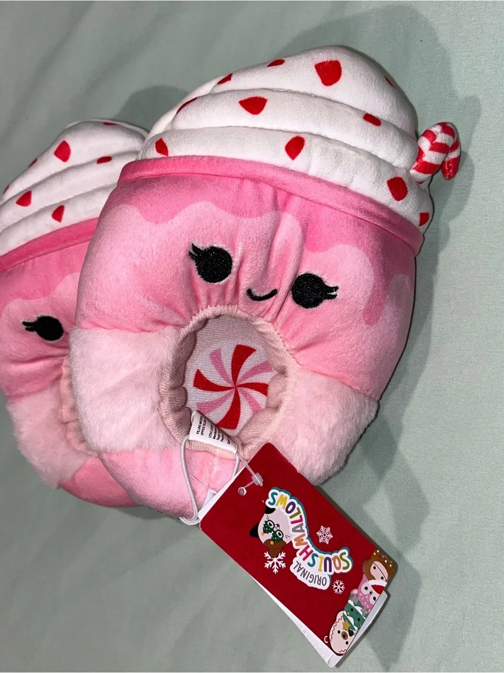 Squishmallows Peppermint Hot Cocoa plush slippers 11T-12T